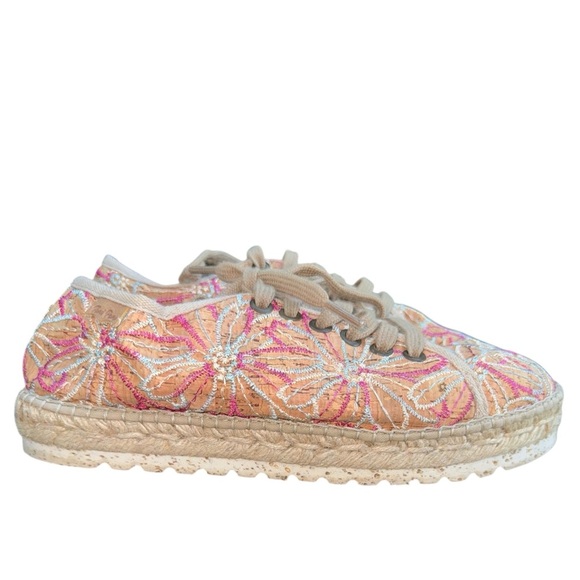 TONI PONS Embroidered Floral Espadrille Sneakers Beige Pink EU Size 39 US Size 8 - Picture 8 of 15